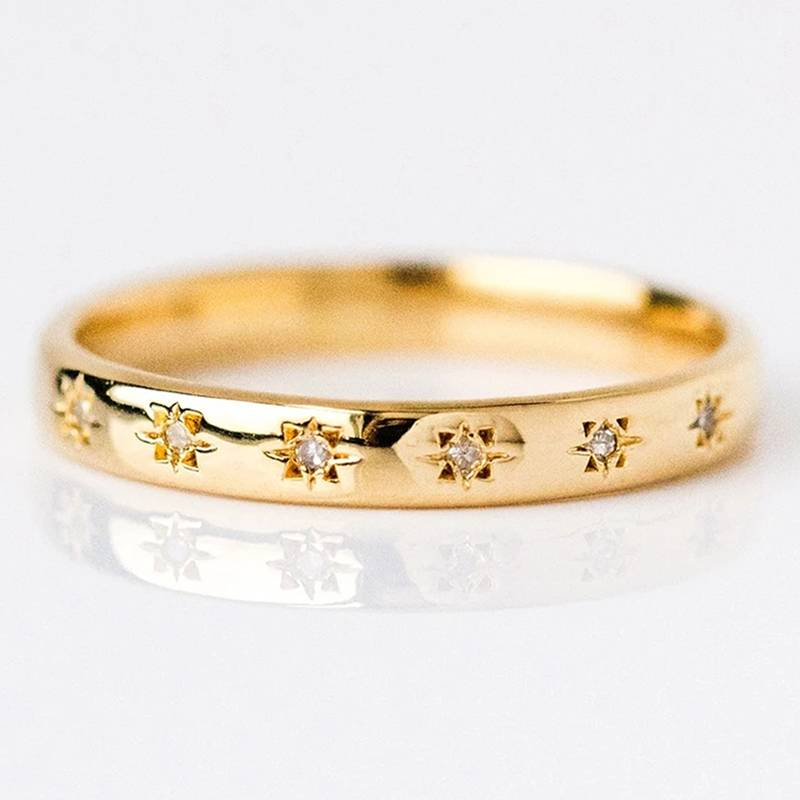 Classic Gold & Zirconia Ring - Amalfi-6-Nora Luxe