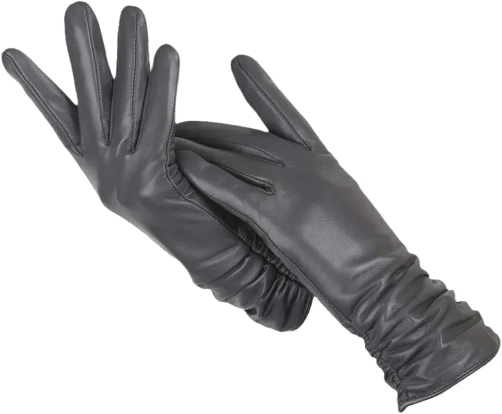 Classic Leather Women's Gloves - LuxLeather-Dark Gray-S-Nora Luxe