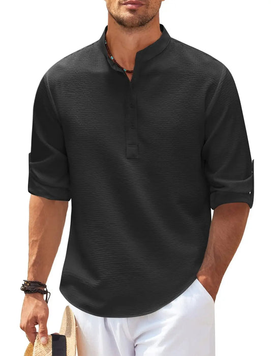 Classic men's shirt with a relaxed fit – Lennox-Black-S-Nora Luxe