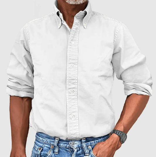 Classic Shirt with Long Sleeves - Damien-White-S-Nora Luxe