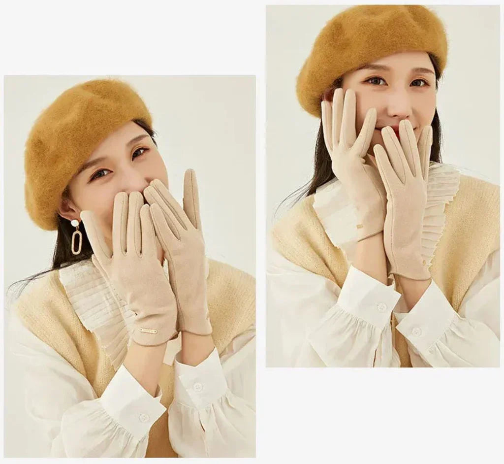 Classic Sweden Women's Gloves - SuaveTouch-Khaki-Nora Luxe