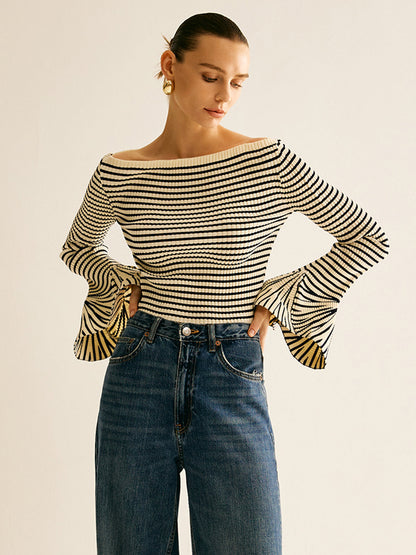 Cold-Shoulder Striped Shirt for Women - Selene-XS-Nora Luxe