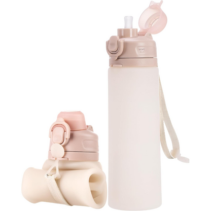 Collapsible 600 ml Silicone Water Bottle - Leakproof & BPA-free-Sand-Nora Luxe