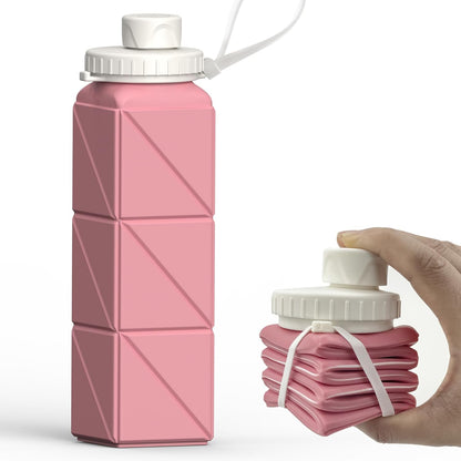 Collapsible Silicone Bottle – 610ml, Leak-proof & Portable-Pink-Nora Luxe
