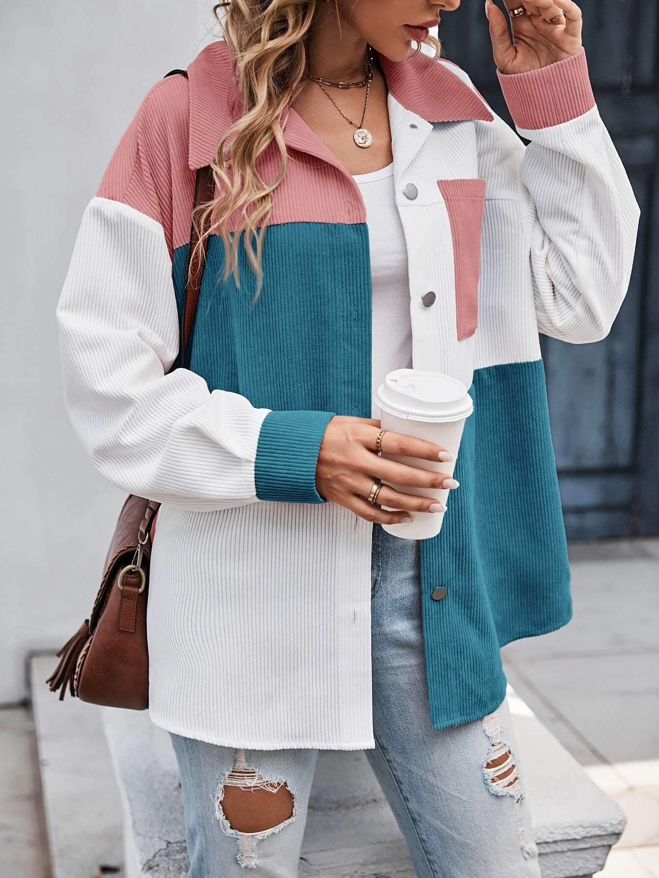 Colourful Blouse with Button Closure - Lina-Green/Pink-S-Nora Luxe