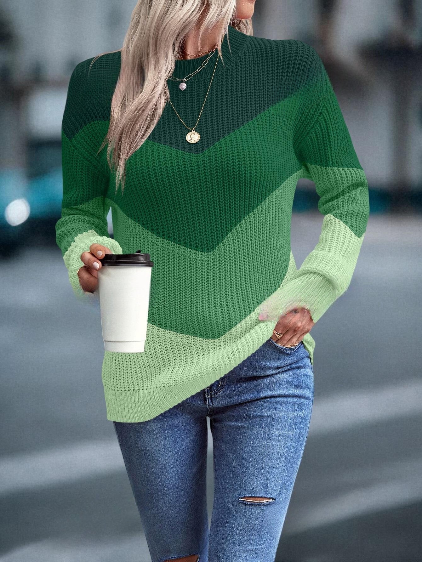 Colourful Crew Neck Sweater - Emmeline-S-Nora Luxe