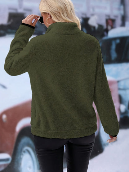Colourful Sweatshirt with Half Zip - Vera-White-S-Nora Luxe