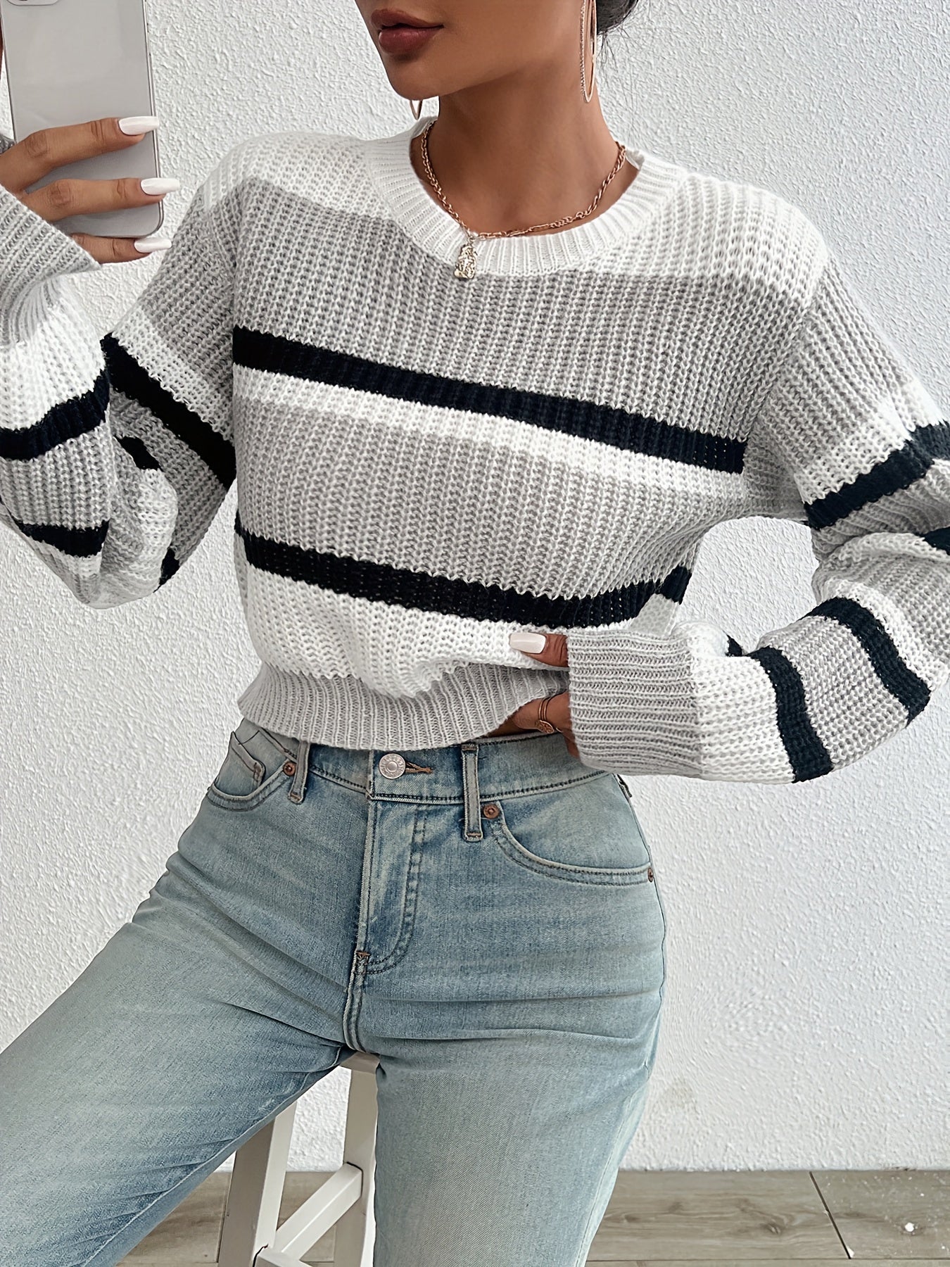 Comfortable and Stylish Knitted Sweater - Sienna-Gray-S-Nora Luxe