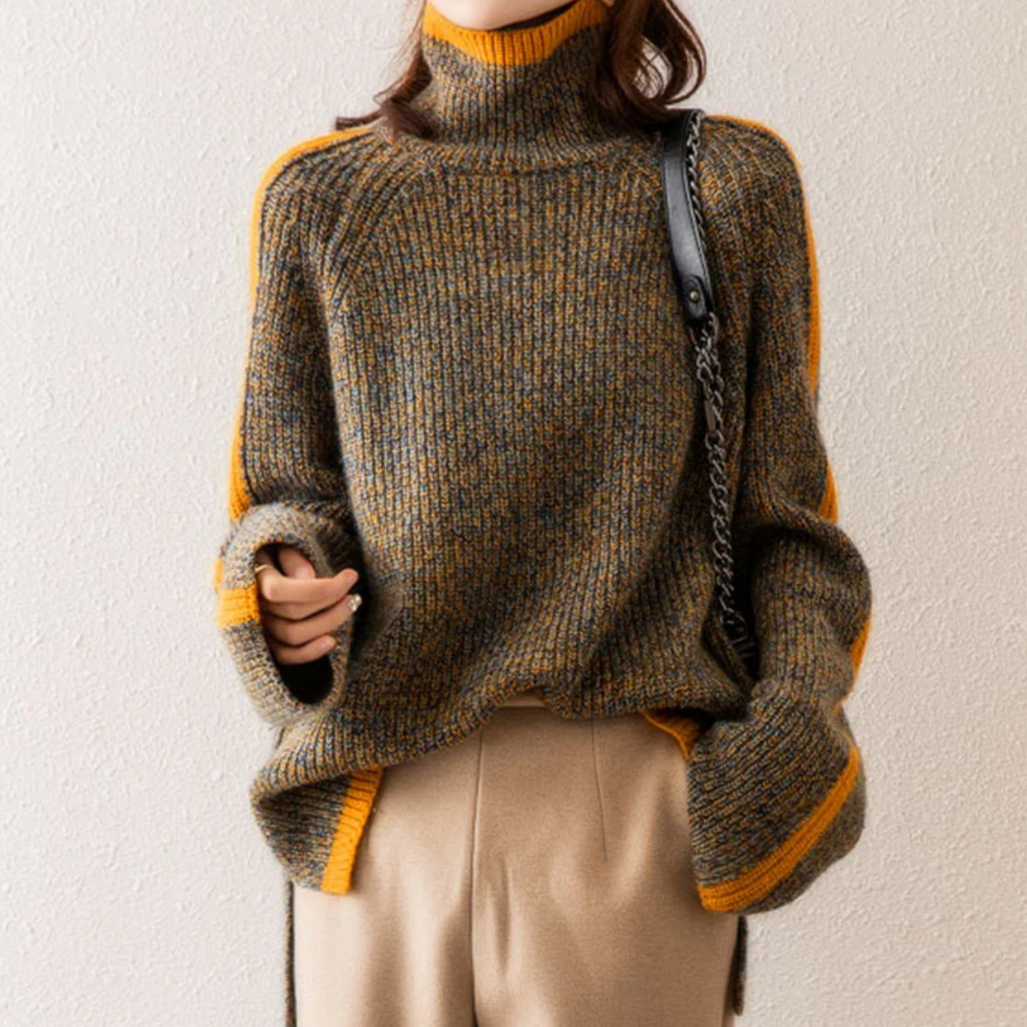 Comfortable and Warm Women's Roll Neck Sweater - Tessa-Gray-M-Nora Luxe
