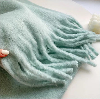 Comfortable Cashmere Scarf for Women - Eloise-Light Green-Nora Luxe