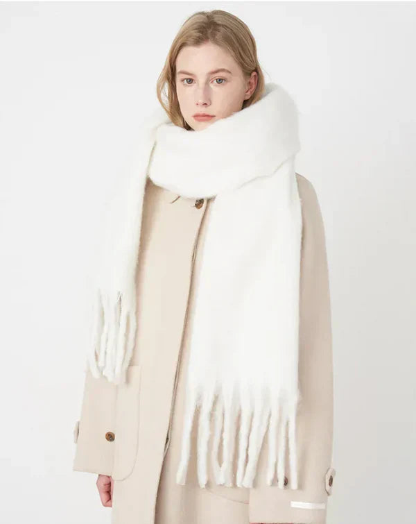 Comfortable Cashmere Scarf for Women - Eloise-White-Nora Luxe