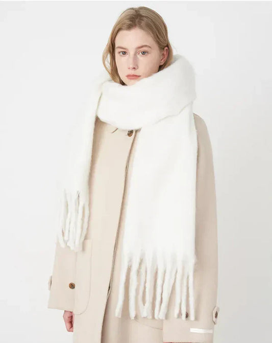 Comfortable Cashmere Scarf for Women - Eloise-White-Nora Luxe