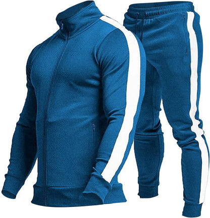 Comfortable Casual Men's Tracksuit - Logan-Blue/White-S-Nora Luxe