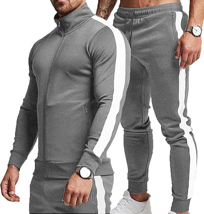 Comfortable Casual Men's Tracksuit - Logan-Gray/White-S-Nora Luxe