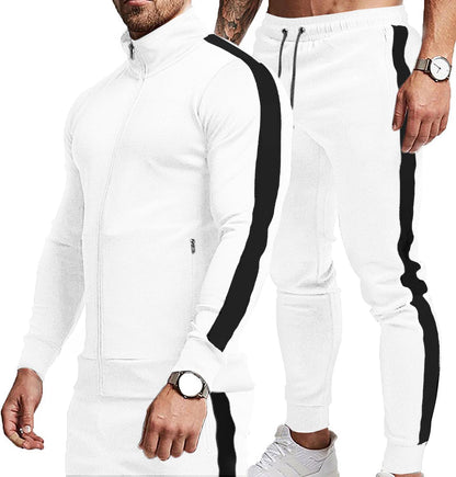 Comfortable Casual Men's Tracksuit - Logan-White/Black-S-Nora Luxe