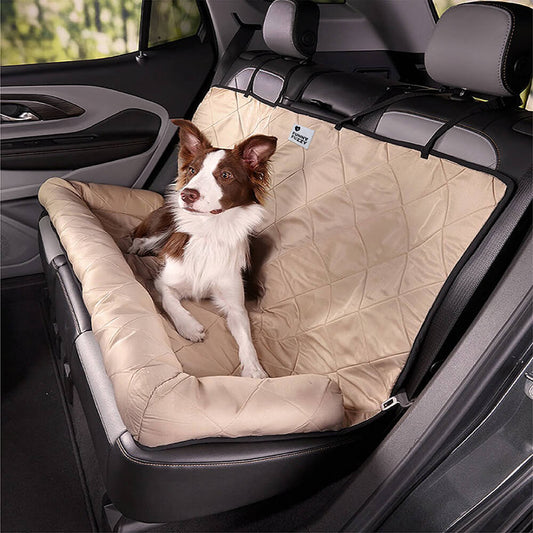Comfortable Dog Car Bed - RoadPaw-Khaki Cream-Nora Luxe