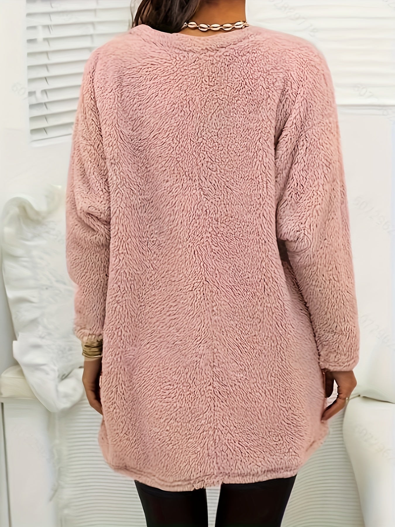 Comfortable Fleece Sweatshirt with Print - Luna-Light blue-S-Nora Luxe