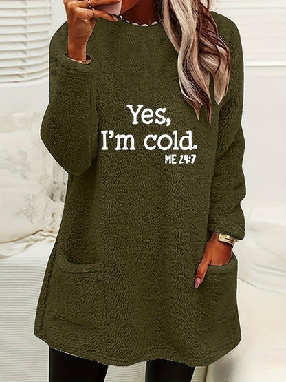Comfortable Fleece Sweatshirt with Print - Luna-Olive green-S-Nora Luxe