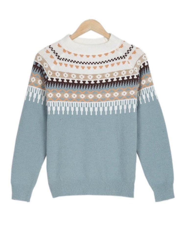 Comfortable Knitted Sweater for Women - CozyKnit-Blue-S-Nora Luxe