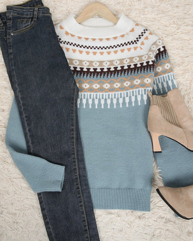 Comfortable Knitted Sweater for Women - CozyKnit-Blue-S-Nora Luxe