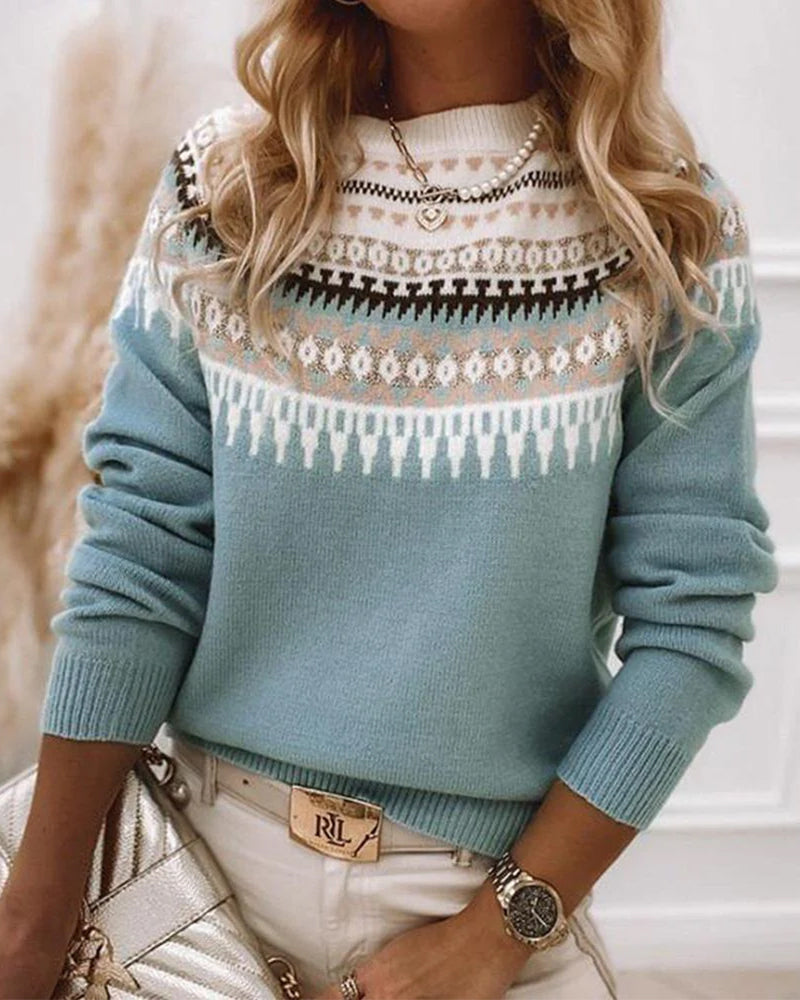 Comfortable Knitted Sweater for Women - CozyKnit-Blue-S-Nora Luxe