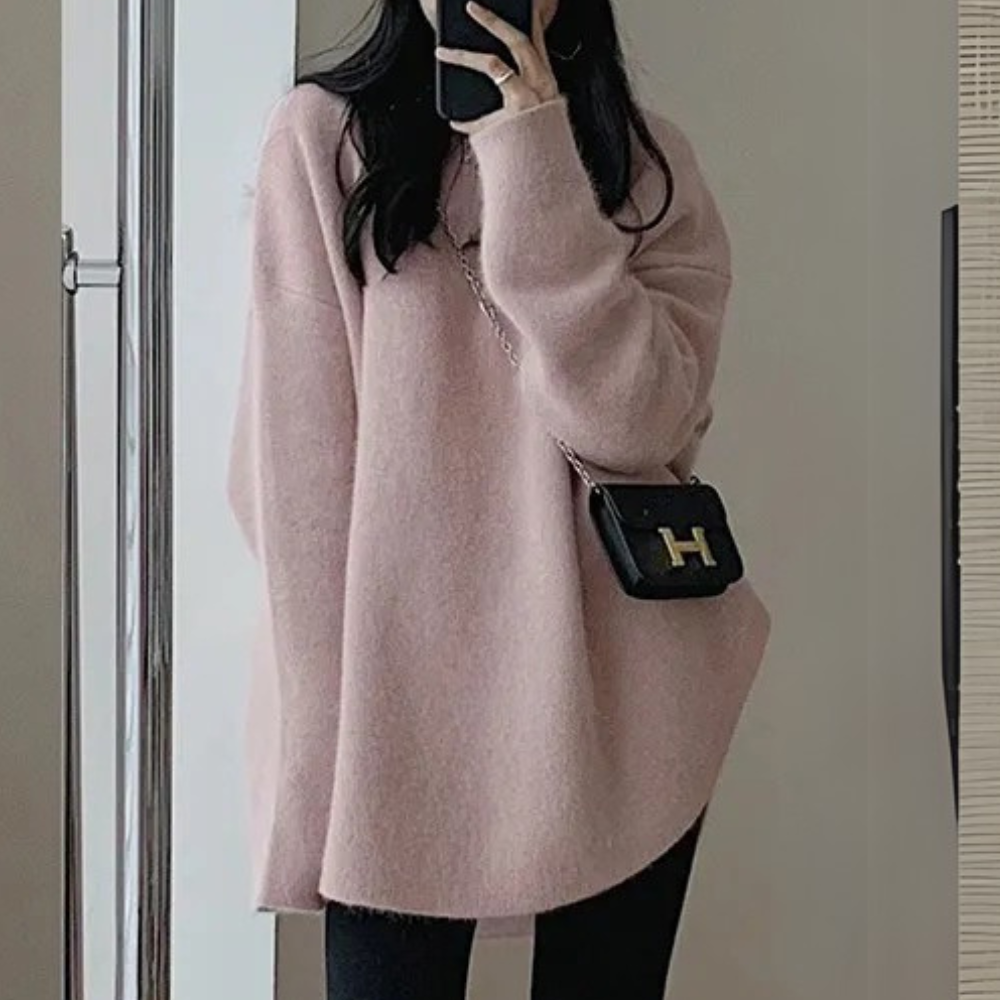 Comfortable Knitted Women's Sweater - Noor-Pink-Nora Luxe