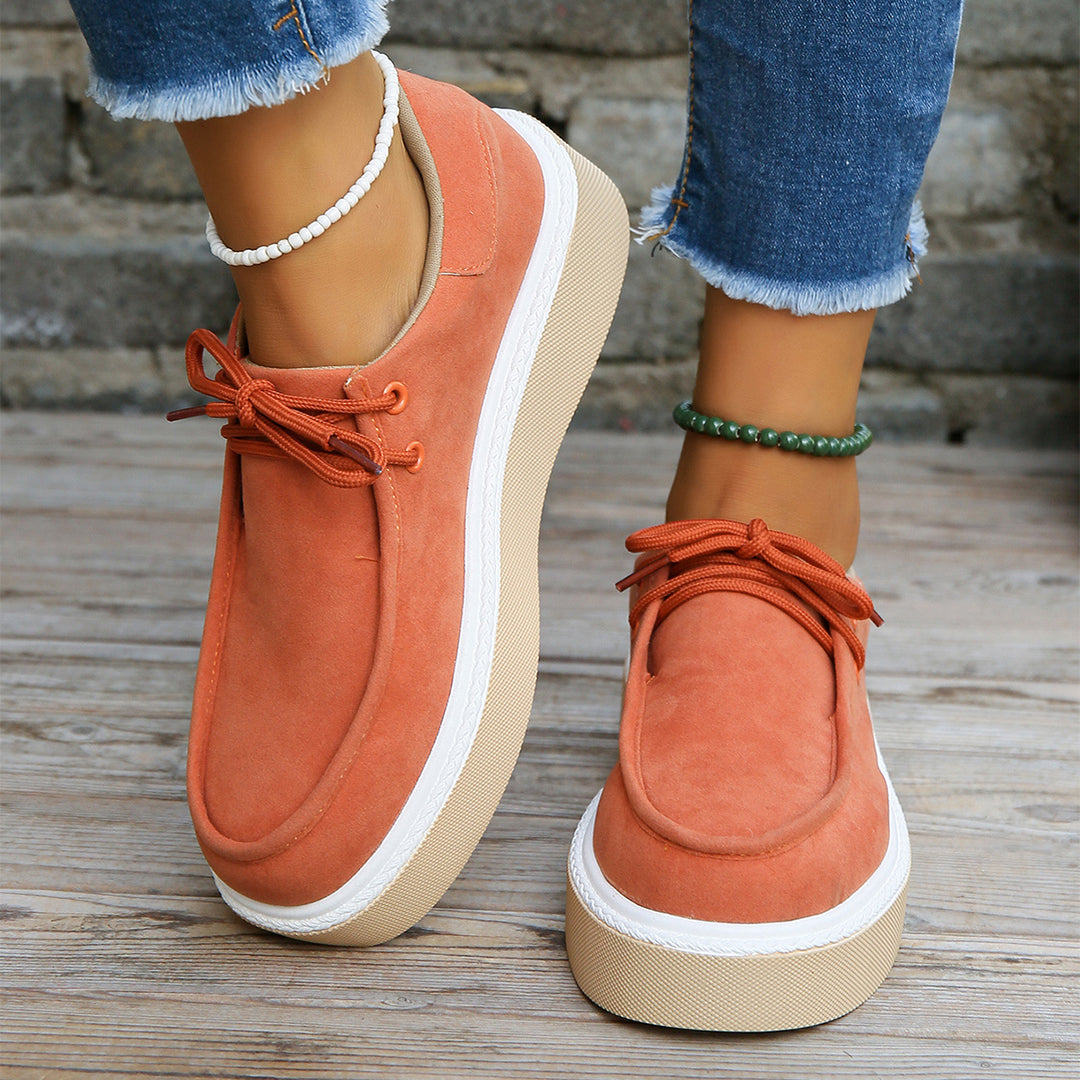 Comfortable ladies' lace-up shoes with cushioning – Aveline-Orange-3.5-Nora Luxe
