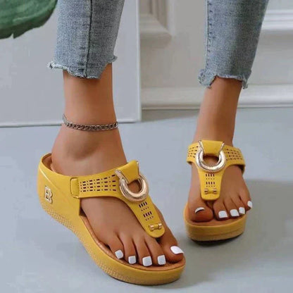 Comfortable Ladies' Sandals with Supportive Fit – Talia-Yellow-3-State of Style