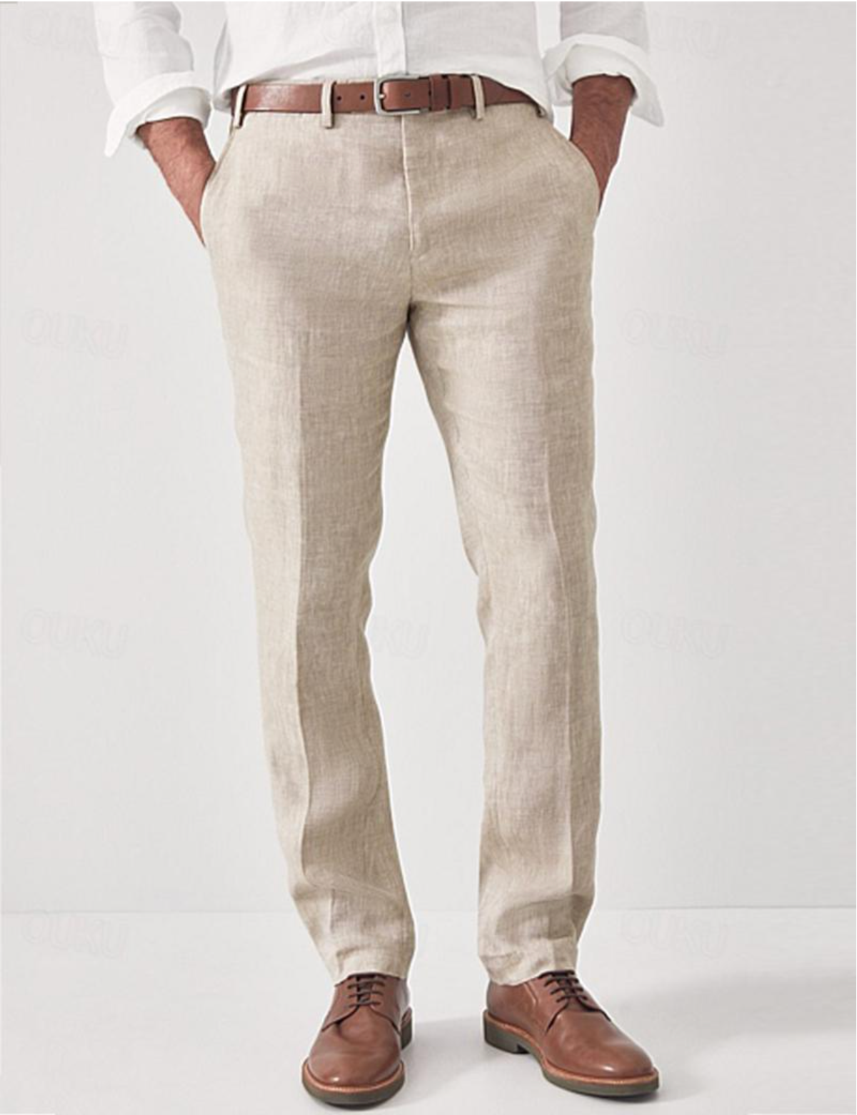 Comfortable Linen Men's Trousers – Elias-Beige-S-The Livary