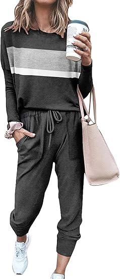 Comfortable Lounge Set - Emma-Gray/Black Striped-S-Nora Luxe