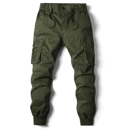 Comfortable Men's Cargo Trousers - Noah-Army Green-29-Nora Luxe