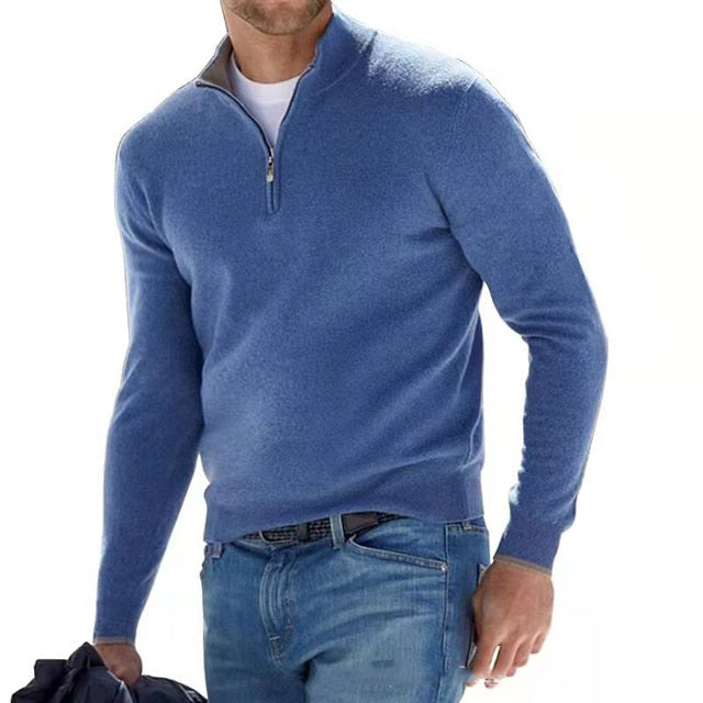 Comfortable Men's Sweater - Bradley-Blue-M-Nora Luxe