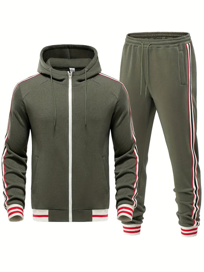 Comfortable Men's Tracksuit - Damon-Olive green-S-Nora Luxe