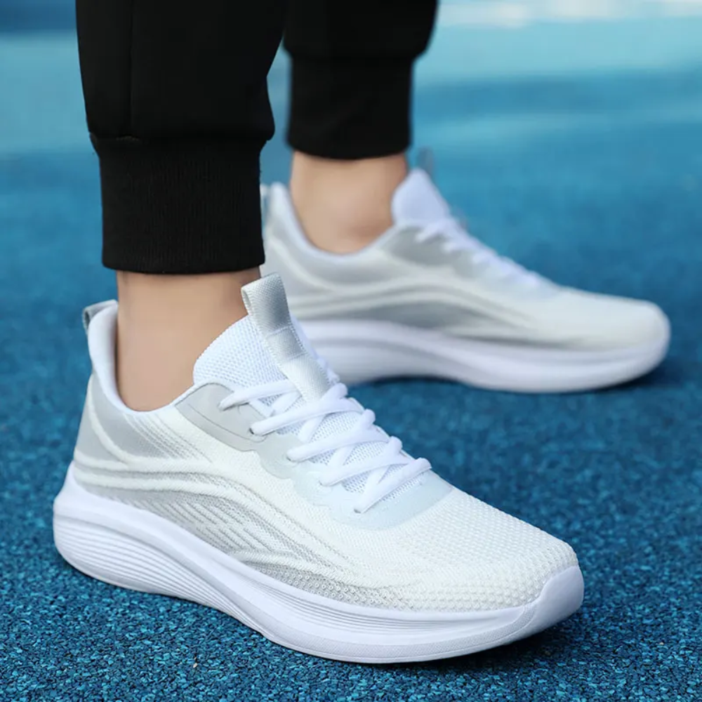 Comfortable Orthopaedic Sneakers - AeroStride-2.5-White-Grey-Nora Luxe