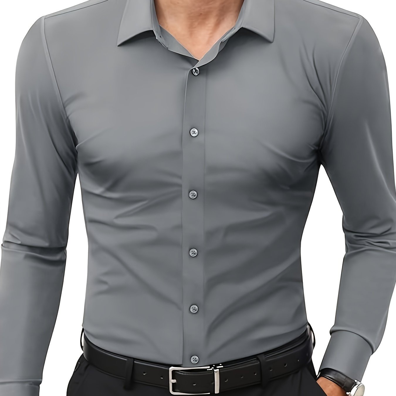 Comfortable Stretch Men’s Shirt - Julian-Gray-XS-Nora Luxe
