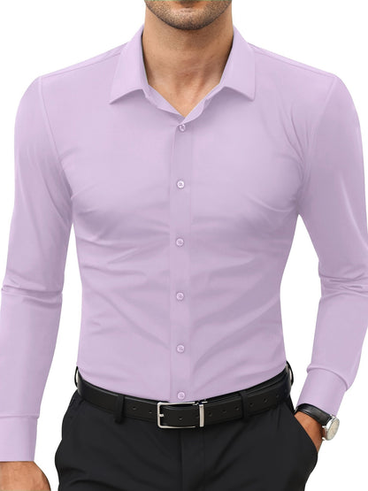 Comfortable Stretch Men’s Shirt - Julian-Light Purple-XS-Nora Luxe