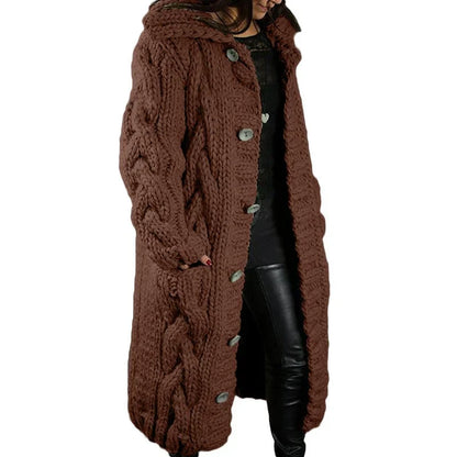 Comfortable Thick Knitted Cardigan - Emma-Brown-S-Nora Luxe