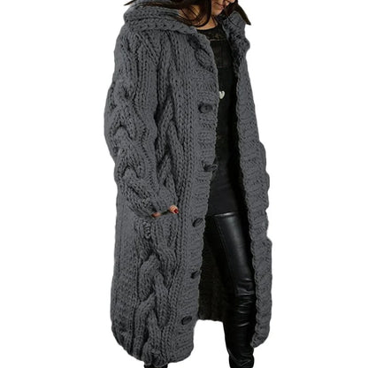 Comfortable Thick Knitted Cardigan - Emma-Dark Gray-S-Nora Luxe
