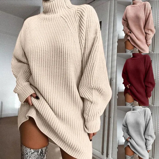Comfortable Turtleneck Dress - Celeste-Beige-S-Nora Luxe
