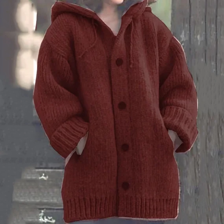 Comfortable Warm Women's Cardigan - Sophie-Red-S-Nora Luxe