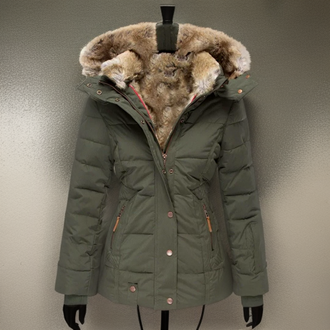 Comfortable Warm Women's Winter Coat - Elodie-Green-S-Nora Luxe
