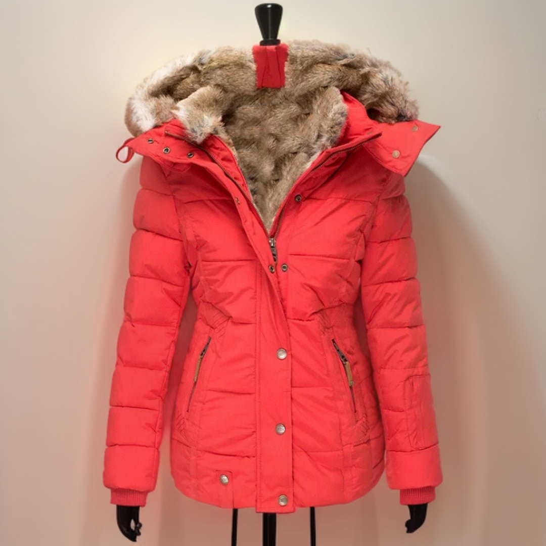 Comfortable Warm Women's Winter Coat - Elodie-Red-S-Nora Luxe
