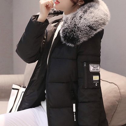 Comfortable Windproof Ladies Winter Jacket - Elinora-White-M-Nora Luxe