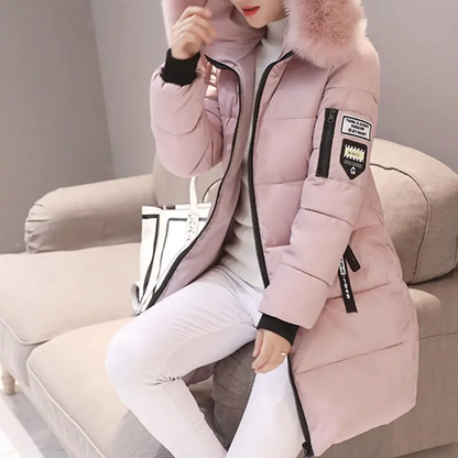 Comfortable Windproof Ladies Winter Jacket - Elinora-White-M-Nora Luxe