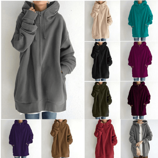 Comfortable Women's Jacket with Hood - ComfyHood-Khaki-S-Nora Luxe