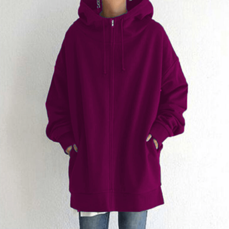 Comfortable Women's Jacket with Hood - ComfyHood-Pink Red-S-Nora Luxe