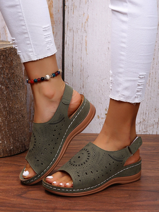 Comfortable women's orthopedic summer shoes with 3-arch support – Mira-Green-3-Nora Luxe