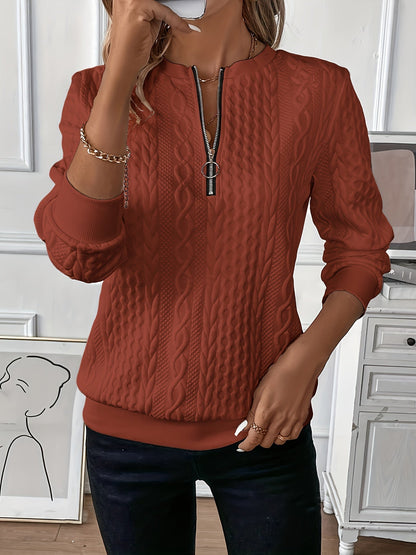 Comfortable Zip Jumper for Women - Ella-Red-S-Nora Luxe