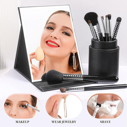 Compact Make-up Mirror with Stand-Black-Nora Luxe