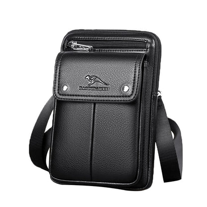 Compact PU Leather Crossbody Bag for Men with Adjustable Strap